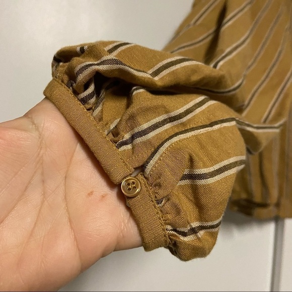 Zara Crochet Striped Top Yellow Mustard Linen Blend Top Size M - Picture 5 of 9